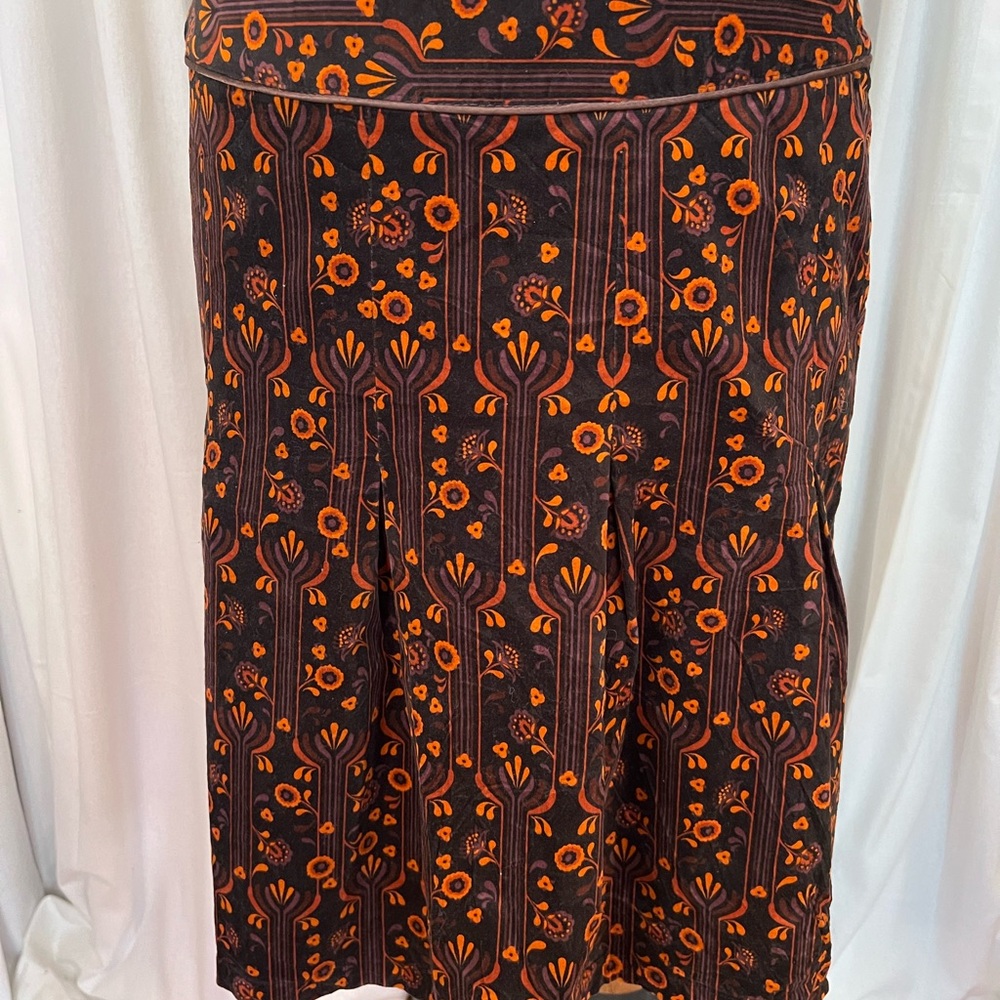 Inwear Copenhagen cotton velveteen Floral Patterned Orange and Brown Skirt